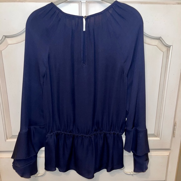Joie Blue Long-Sleeve Ruffle Blouse - Picture 3 of 4
